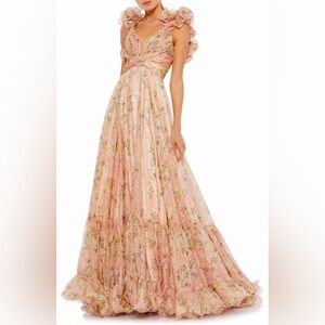 Floral Chiffon Cutout Ballgown | Mac Duggal